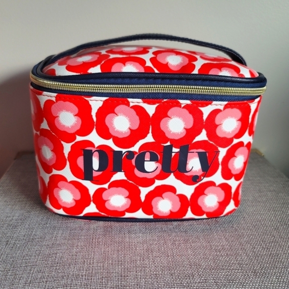 New Dabney Lee Cosmetic Bag Handbag Red Floral Pretty Makeup Travel Weekend - Picture 1 of 5